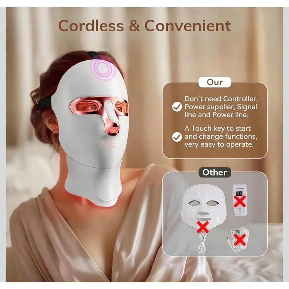 LED Light Therapy Face & Neck Mask, 7 Color Photon Skin‎ Rejuvenation Set
